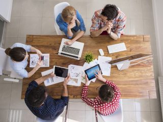 High angle view at the office interior
