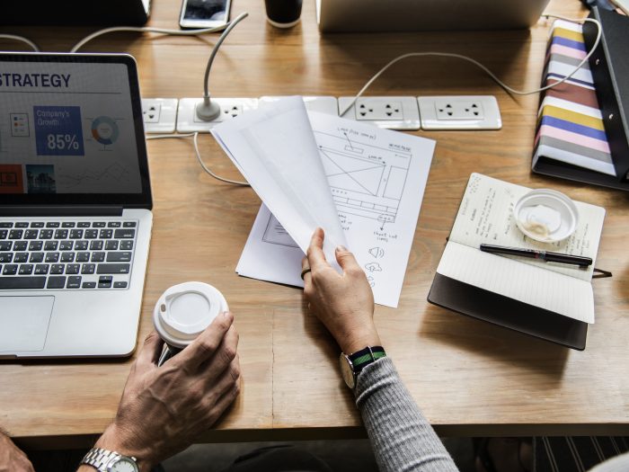 Group of people working on website template